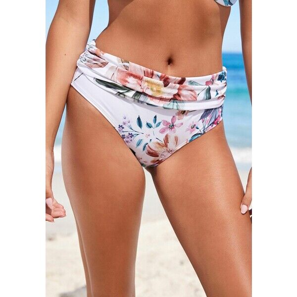 Next TUMMY CONTROL ROLL TOP Dół od bikini white floral NX381I09X-A11