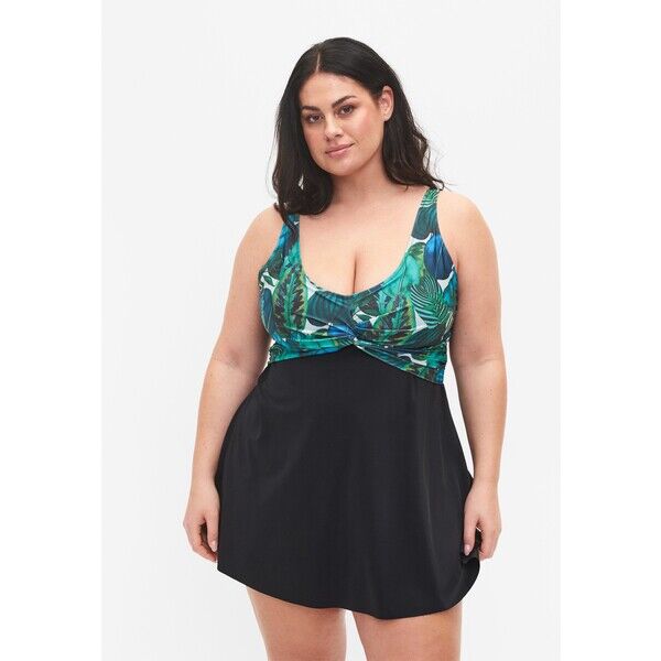 Zizzi WITH LOOSE Kostium kąpielowy black blue leaf Z1781G026-Q11