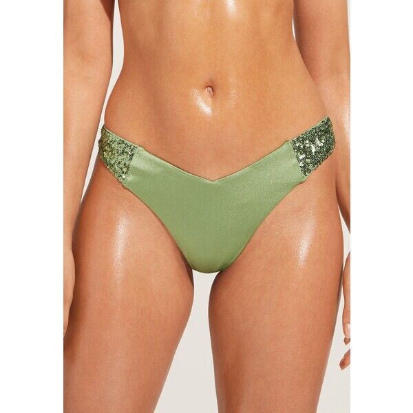 Calzedonia CANNES Dół od bikini grun paillettes desert green C2F81I0DN-M11