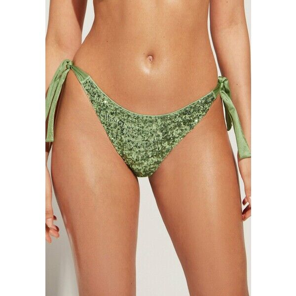 Calzedonia CANNES Dół od bikini paillettes desert green C2F81I0DR-M11
