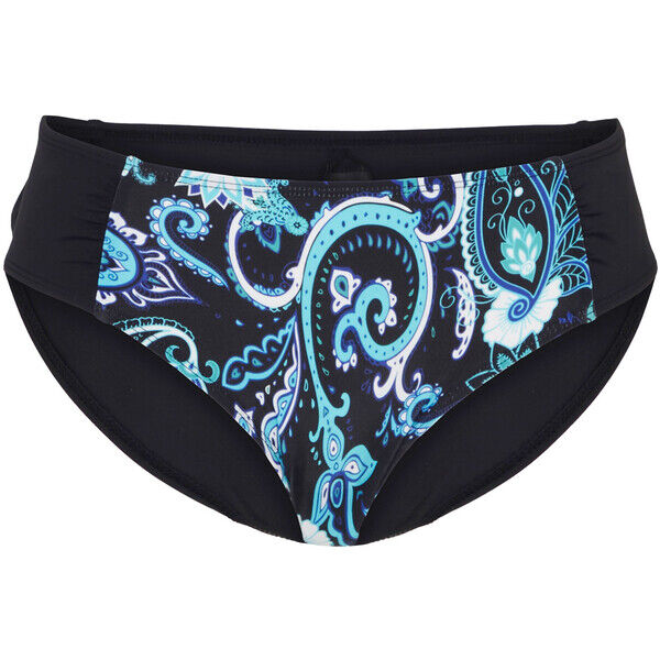 Bonprix Figi bikini z poliamidu z recyklingu czarny w deseń paisley