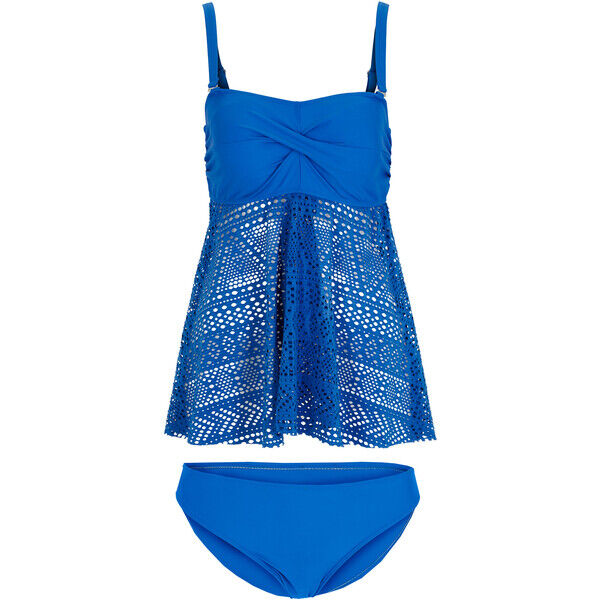 Bonprix Tankini z długim topem bandeau (2 części) błękit królewski