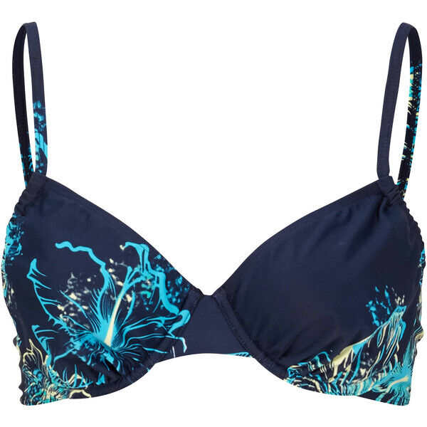 Bonprix Biustonosz bikini na fiszbinach ciemnoniebiesko-turkusowy w kwiaty