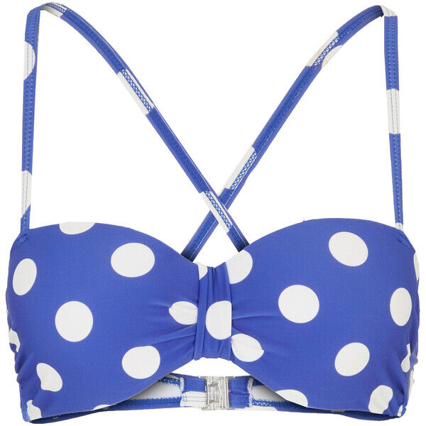 Bonprix Biustonosz bikini balkonetka z poliamidu z recyklingu niebiesko-biały w kropki