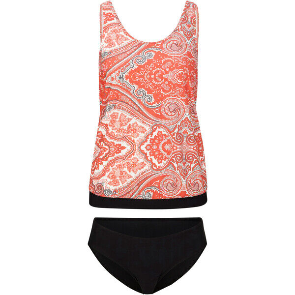 Bonprix Tankini z kieszonkami na protezy (2 części), z poliamidu z recyklingu biało-jasnoróżowy paisley