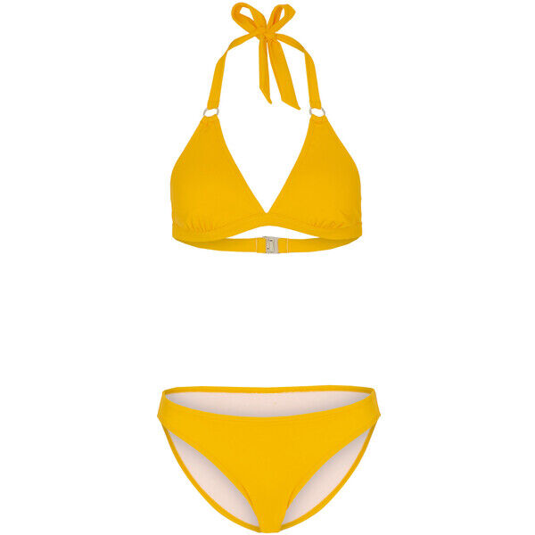 Bonprix Bikini z ramiączkami wiązanymi na szyi (2 części), z poliamidu z recyklingu żółto-pomarańczowy