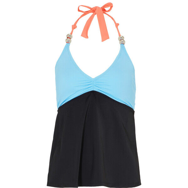 Bonprix Top tankini z poliamidu z recyklingu turkusowo-czarny