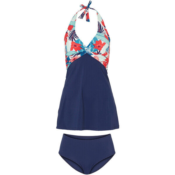 Bonprix Tankini (2 części), z poliamidu z recyklingu niebiesko-koralowy
