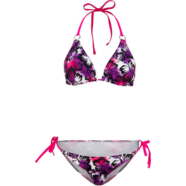 Bonprix Bikini z trójkątnymi miseczkami (2 części), z poliamidu z recyklingu różowy w kwiaty
