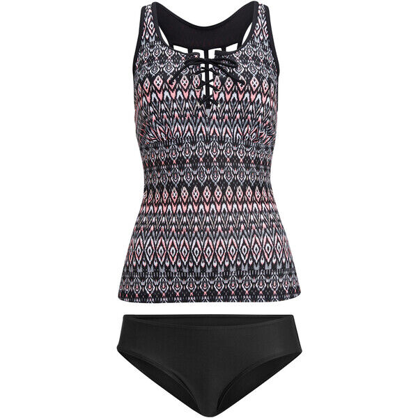 Bonprix Tankini (2 części) z poliamidu z recyklingu jasnoróżowo-szary wzorzysty