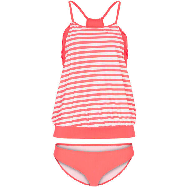 Bonprix Tankini (2 części) różowo-biały w paski