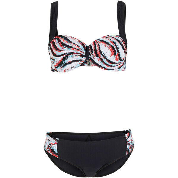 Bonprix Bikini na fiszbinach (2 części) czarno-biały w graficzny wzór
