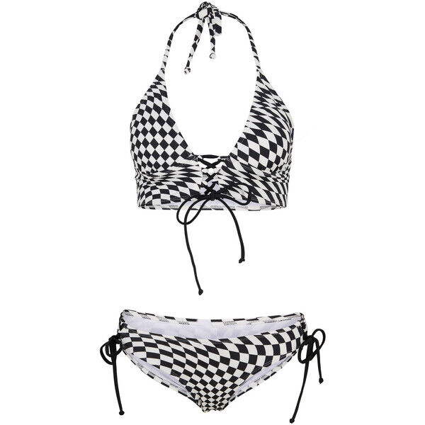 Bonprix Bikini (2 części) z poliamidu z recykligu czarno-biały w graficzny wzór