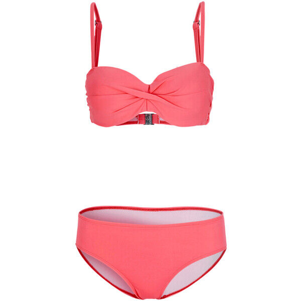 Bonprix Bikini bandeau na fiszbinach (2 części) różowy neonowy