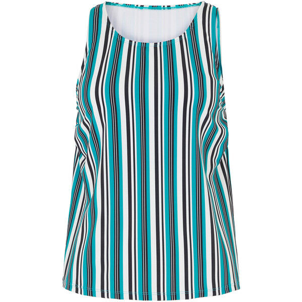 Bonprix Top tankini z poliamidu z recyklingu czarno-biało-szmaragdowy w paski