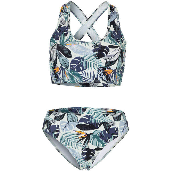 Bonprix Bikini bustier (2 części), z poliamidu z recyklingu zielony w roślinny wzór