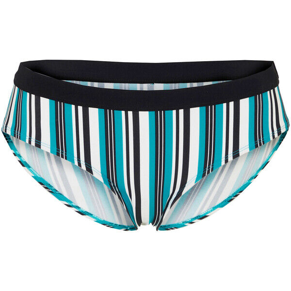 Bonprix Figi bikini z poliamidu z recyklingu czarno-biało-szmaragdowy w paski