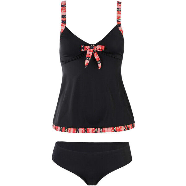 Bonprix Tankini (2 części) z poliamidu z recyklingu czarno-czerwony