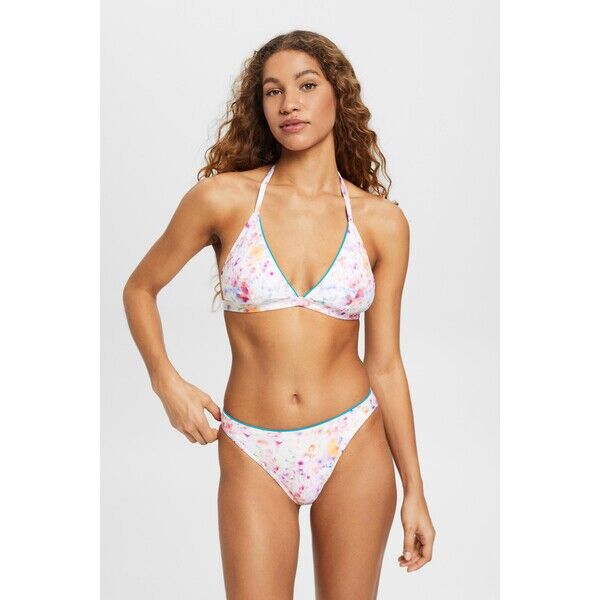 Esprit Wyściełany top bikini z wiązaniem na szyi z kwiatowym nadrukiem 023EF1A305_457