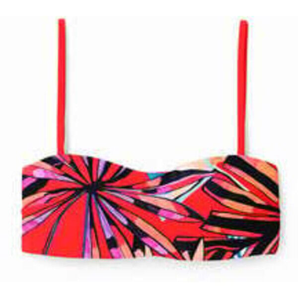 Desigual Góra od bikini bandeau w tropikalny deseń 23SWMK287058