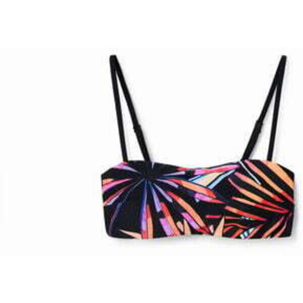 Desigual Góra od bikini bandeau w tropikalny deseń 23SWMK282000