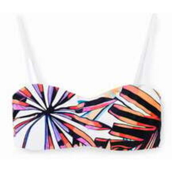 Desigual Góra od bikini bandeau w tropikalny deseń 23SWMK281000