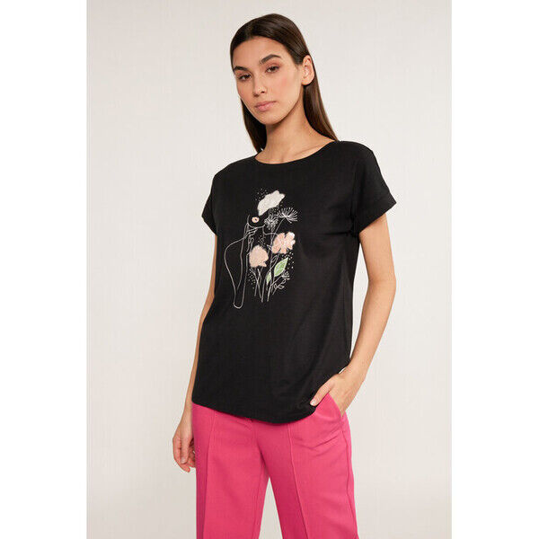 Monnari T-Shirt TSHA153-K020 Czarny Regular Fit