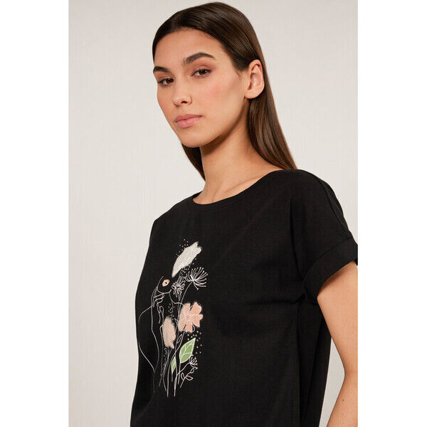 Monnari T-Shirt TSHA153-K020 Czarny Regular Fit