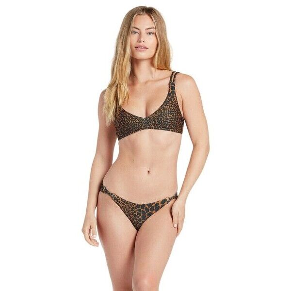 Volcom Góra od bikini Gone Wild Vneck Brązowy