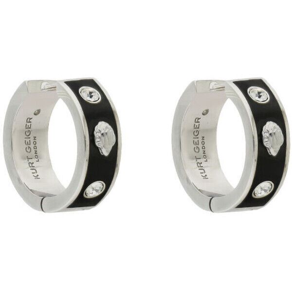 Kurt Geiger Kolczyki Enamel Eagle Hoops 8838205429 Czarny