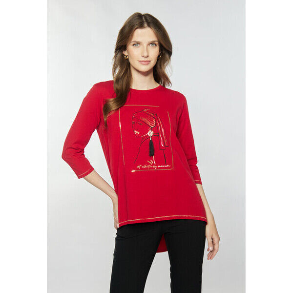 Monnari T-Shirt TSH0014-K005 Czerwony Regular Fit