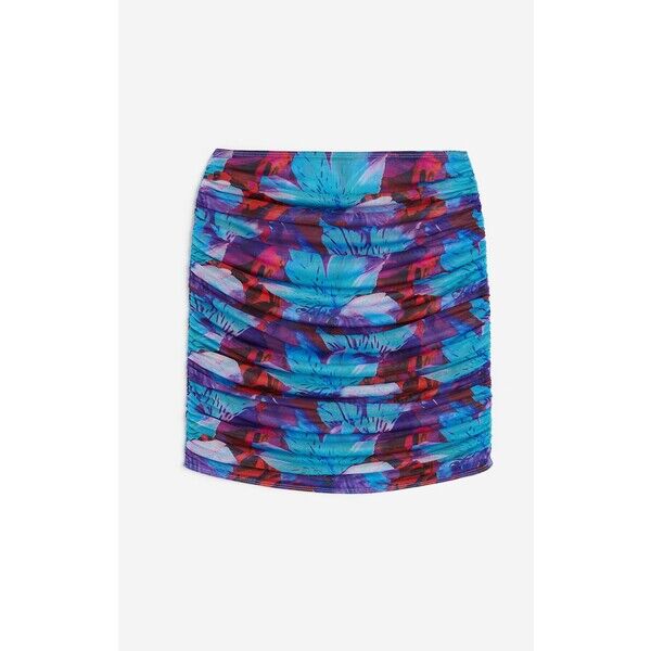 H&M Marszczona spódnica plażowa - Normalna talia - Krótka - 1180179001 Niebieski/Kwiaty