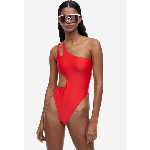 H&M Kostium kąpielowy na jedno ramię High leg - 1046234008 Czerwony