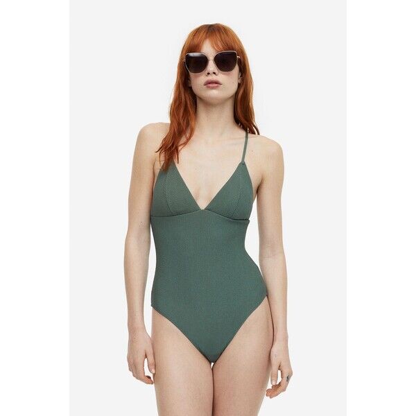 H&M Kostium kąpielowy z usztywnianymi miseczkami - 1041723004 Zieleń khaki