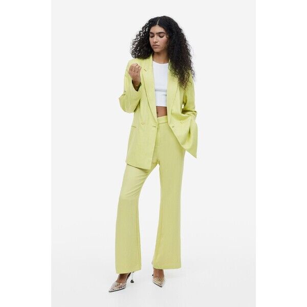 H&M Rozszerzane spodnie z wiskozy - 1155580005 Limonkowy