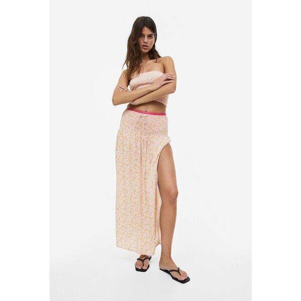 H&M Spódnica plażowa z elastycznym marszczeniem - 1142423001 Różowy/Kwiaty