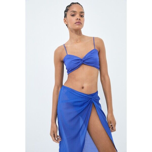 H&M Krótki top plażowy - 1170869002 Jaskrawoniebieski