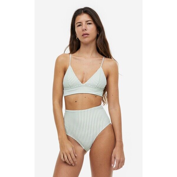 H&M Dół od kostiumu - 0928457028 Jasnozielony/Białe paski