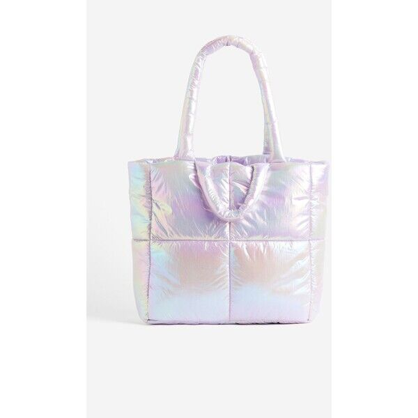 H&M Watowana torba shopper - 0970985001 Jasnofioletowy/Holograficzny
