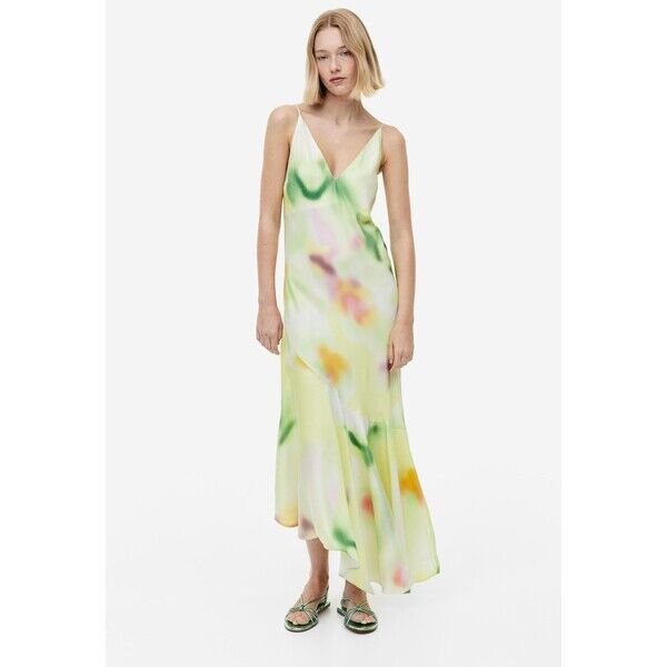 H&M Sukienka na ramiączkach - 1182655003 Limonkowy/Wzór