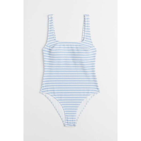 H&M Kostium kąpielowy High leg - 0886697005 Jasnoniebieski/Paski
