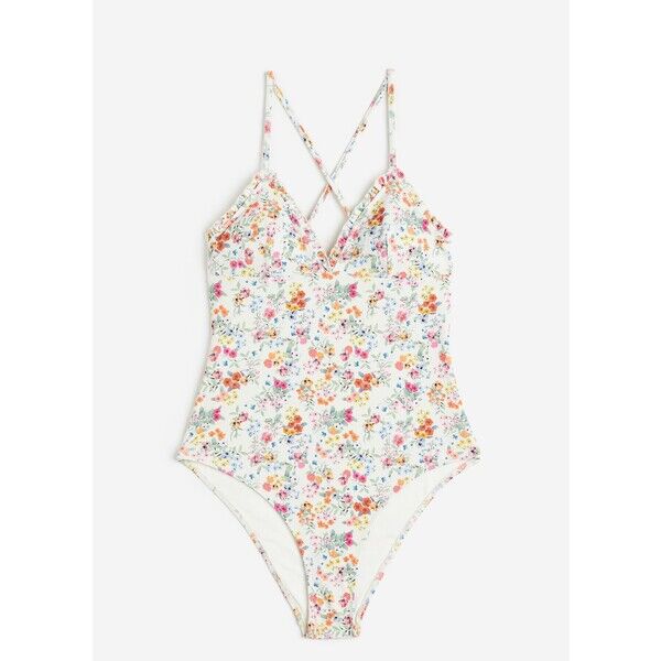 H&M Kostium kąpielowy z usztywnianymi miseczkami - 1032270007 Biały/Kwiaty
