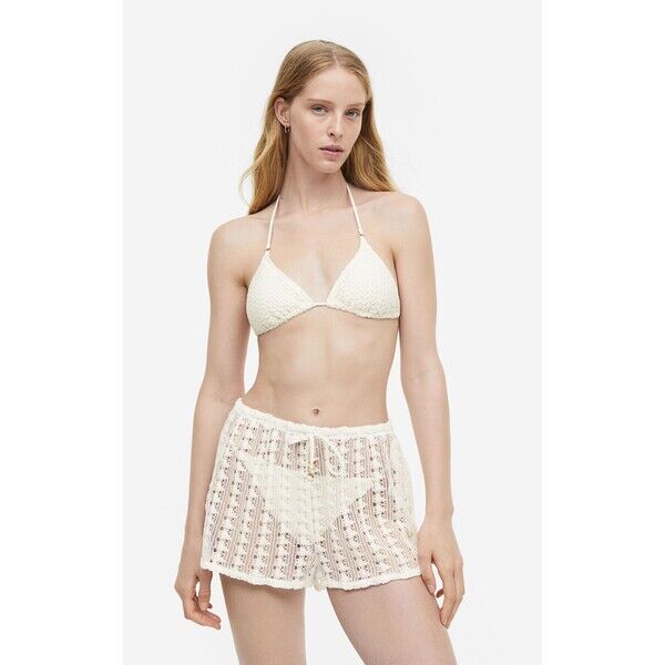 H&M Plażowe szorty o wyglądzie szydełkowej robótki - 1175287002 Biały