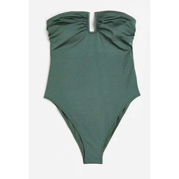 H&M Kostium kąpielowy bandeau High-leg - Bez rękawów - 1140385001 Zieleń khaki