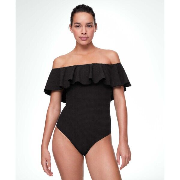 Oysho Kostium kąpielowy bandeau seersucker