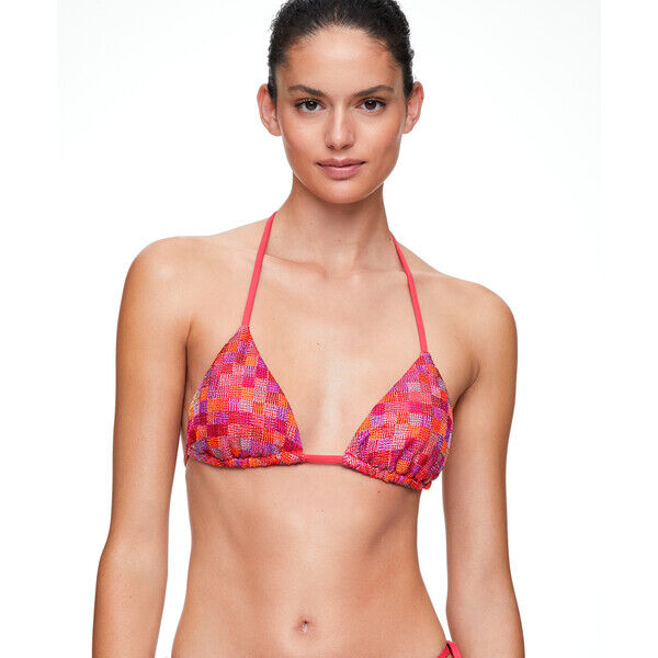 Oysho Top od bikini o trójkątnym kroju w drobną kratkę