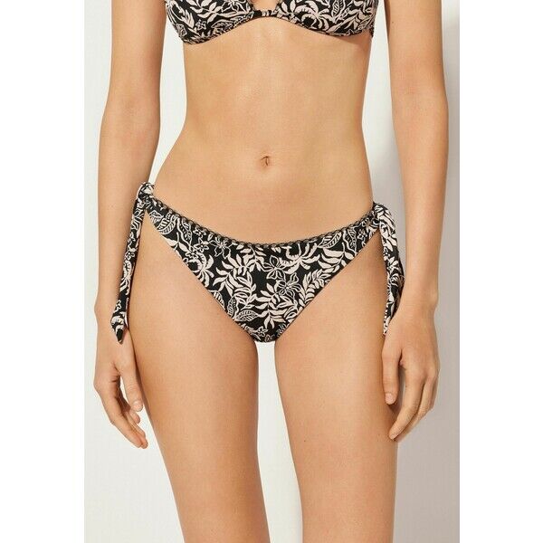 Calzedonia BOTANIC BLACK AND WHITE Dół od bikini C2F81I0H2-Q11