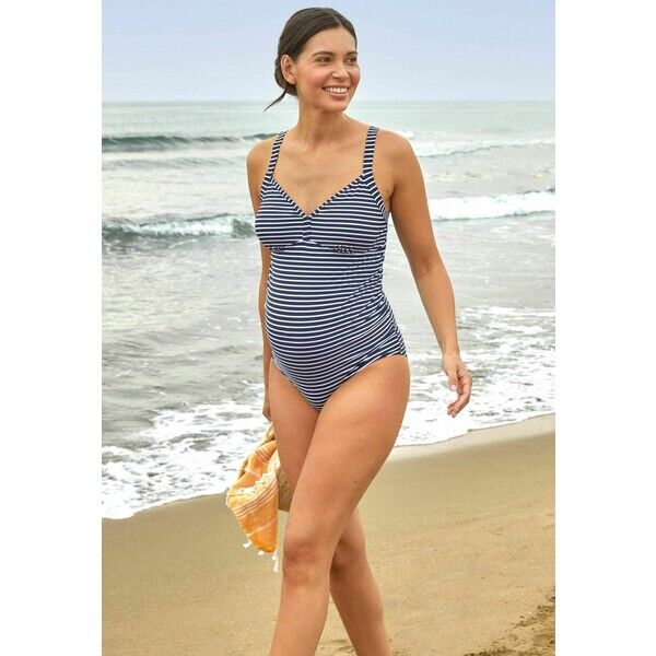 JoJo Maman Bébé JOJO MAMAN BÃ©BÃ© NAVY/WHITE STRIPE MATERNITY SUIT MATERNITY Kostium kąpielowy J2689E00F-K11