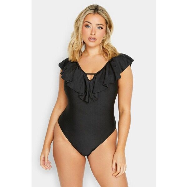 Yours Clothing FRILL PLUNGE Kostium kąpielowy YOD81G00W-Q11