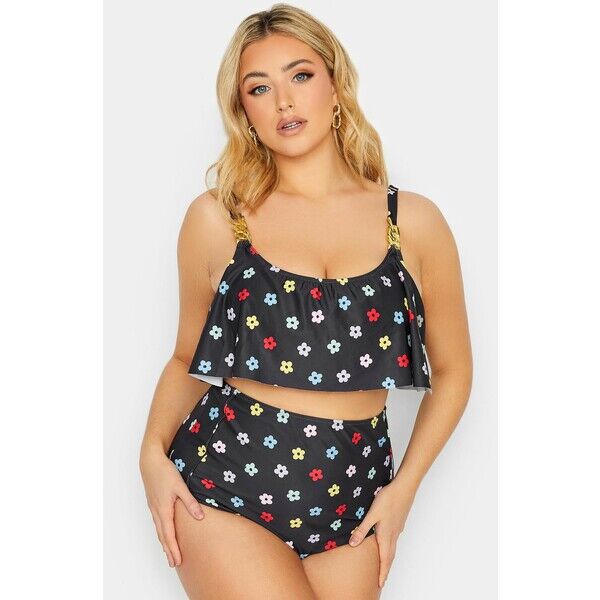 Yours Clothing DAISY FRILL CHAIN Góra od bikini YOD81J00K-Q11